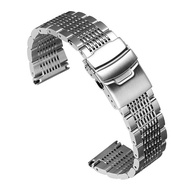 18/20/22/24mm For Smartwatch Wristbands Stainless Steel Solid Strap Fifteen-Row Buckle Band