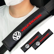1pcs Embroidery Car Logo Shoulder Pads Carbon Leather Seat Belt Protect Cover for VW Volkswagen Jett