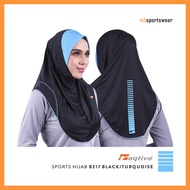 [CLEARANCE SALE] Raqtive Sports Hijab B217 Black/Turquoise Tudung Sukan
