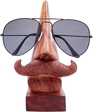 Kismis Handmade Wooden Nose Shaped Spectacle Specs Eyeglass Holder Stand with Moustache