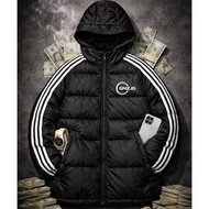GNZ.ID Children's Hand-Striped Puffer Jacket 6-13 Years Old Black Bubble Jacket with GNZ.ID Logo and