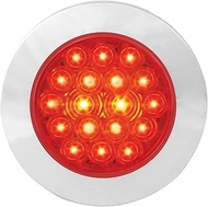 Grand General 75902 LED Light (4" Round Flange Mount Red 18 with Red Lens and Chrome Twist-On Bezel)