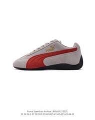 PUMA Speedcat Archive Grey Red Suede Retro Racing Sneakers Unisex