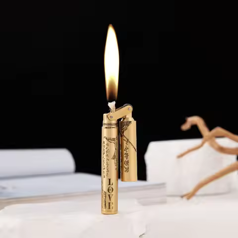 Essentially Carved Craft Nunchaku, Original Copper Material Creative Kerosenei Lighter, Cool Gadget 