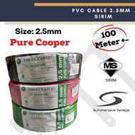[100 METER]  SIRIM 1.5MM 2.5MM 4MM PVC Cable PURE COOPER | Insulated Wire Wayar Kabel | Cable Color 三色电线 | Wire Warna