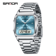 SANDA 747 Luxury Fashion Men's Sports Watch Dual Display Waterproof LED Digital Quartz Watches -9
