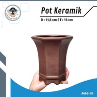 Pot Bonsai Keramik Segi Delapan Tinggi Cascade Unik