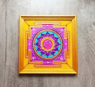 彩色玻璃OM Yantra曼陀罗墙上挂画玻璃瑜伽艺术手工制作