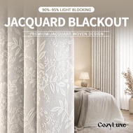 CozyLuxe Jacquard Blackout Curtain | 90%-95% Light Blocking | Premium Floral Woven Curtain For Bedro