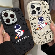Colored Cute Astronaut Phone Case Compatible for IPhone 7 8 Plus 11 13 12 14 15 Pro Max XR X XS Max SE 2020 Metal Frame Anti Drop Silicone Soft Case