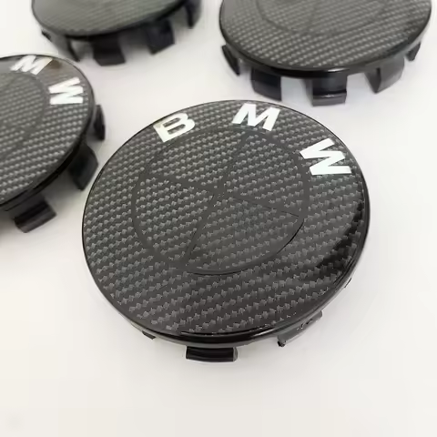 45/74/82mm Hood/Trunk Emblems + 68mm Wheel Hub Covers - Compatible with BMW 3/4/5 Series & X5/X6 (F 