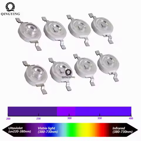 10pcs-100pcs 3W UV High Power LED Light Beads Ultra Violet Purple LED Chip 360nm 365nm 370nm 380nm 3