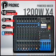 PRONIC 10 Channel Power Mixer 1200W x4  with Bluetooth & Subwoofer Output