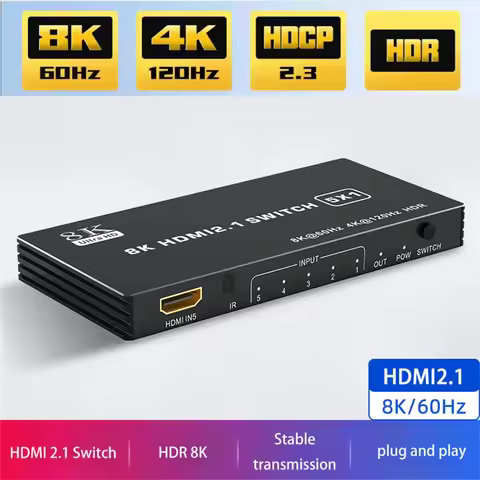 8K HDMI 2.1 5 in 1 out Switch Splitter 120Hz 5-port HDMI 4K 120Hz Splitter Switcher CEC 48gbps HDMI 