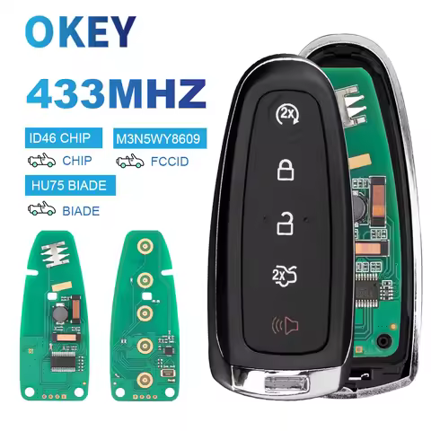 Okey Remote Car Key For Ford Explorer Edge Flex C-max Taurus 2011 2012 2013 2014 2015 433MHZ ID46 CH