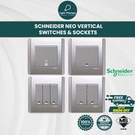 Schneider NEO Vertical Switch Grey Silver Switches Suis Soket Plug Socket Plug Wall Switch Suis Soke