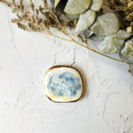 【限量再販】雕花上色 金繼 陶器髮飾 髮圈 馬尾夾 胸針 靛藍色 藍色 黃色 金色 白色