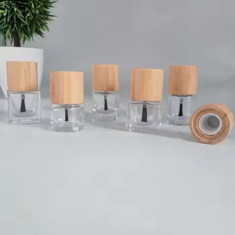 10pc Nail Glue Bottle Bottle 5ml 8ml 10ml Glass Nail Oil Bottle Hair Brush Solid Wood and Bamboo Cov