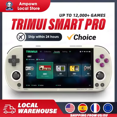 Trimui Smart Pro Handheld Game Console 4.96'' IPS Screen Linux System Joystick RGB Lighting Trimui R