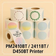 Thermal Paper Round Sticker Waterproof Label Gift Stickers School Supplies for PM2410BT/PM2411BT/D45