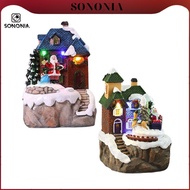 [SONONIA] Christmas Music Box Christmas Music House Landscape Plays 8 Songs Village Scene Decor with