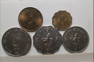 香港1980年5枚硬幣出售流通好品