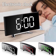 LED Electric Digital Alarm Clock Radio Mains USB/Battery Mirror Temperature Big Screen Power-off Memory function