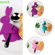 EPOCH 12pcs Easter Bunny Utensil Holder, Cartoon Non-Woven Fabric Easter Fork Bag, Cute Rabbit Mixed