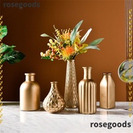 ROSEGOODS1 Gold Glass Vase Home Decor Retro Glass Vase Ornaments Flower Bottle