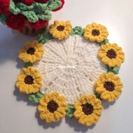 Crochet Flower Bouquet Coaster Crochet Flower Coaster Sunflower Crochet Coaster Rose Crochet Coaster