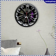 [tenlzsp0] 2D Car Wheel Hub Wall Clock Non Ticking Round Decorative Round Clock Quiet No Ticking for