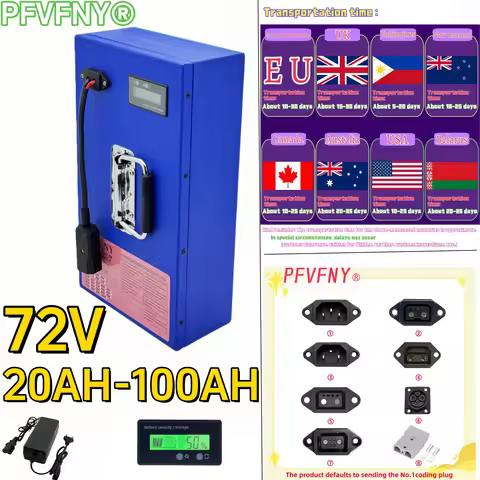 72V 20-100AH 18650 lithium battery 40AH BMS suitable for fast shipping of all electronic devices