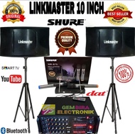 Paket Karaoke ampli dat Speaker linkmaster 10 inch Bluetooth Ampli Original