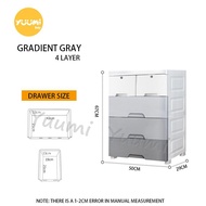 【2023 NEW  FREE GIFT 】Thicken With Lock Gradient Grey Durabox Cabinet Drawer 4 5 6 7 Layer Plastic W