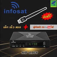 Mastersat กล่องดาวเทียม INFOSAT รุ่น HD-L168 + เสา Wifi Auto C&Ku รองรับทั้งจานตะแกรง และจานทึบ รับช