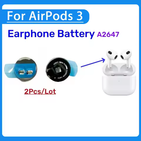 2pcs/Lot A2647 Replace Battery For Apple Airpods 3 Air pods 3 A2564 A2565 Airpods 3rd Replacement Ba