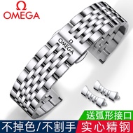 Omega Original Authentic Watch Strap Steel Band Male Butterfly Flying Seahorse Speedmaster Solid Stainless Steel Butterfly Buckle Bracelet 22mm