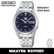 Seiko 5 Automatic SNK357K1 Dark Blue Dial See-thru Back Case Stainless Steel Bracelet Watch