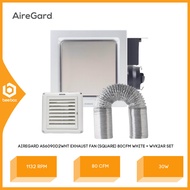 AireGard AS6090 D2 Exhaust Fan (Silver) (Square) 80cfm 4 Inch - AS6090D2 + Vent Ducting Kit 2 Inch