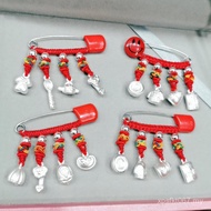 Newborn Pure Silver Pin Brooch Baby Birthday Gift 999 Full Month One Year Old Sterling Silver Ruyi F