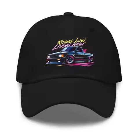 Riding Low Living High Hardbody D21 Lowrider Truck Dad Hat Retro Slammed Pickup