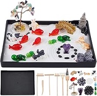 WEBEEDY Mini Zen Garden Kit for Desk, Complete Life of Tree Themed Desktop Sand Garden Set Tabletop 
