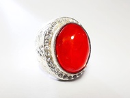 VeE Cincin Pria Batu Merah Delima Siam Ring Perak Cina