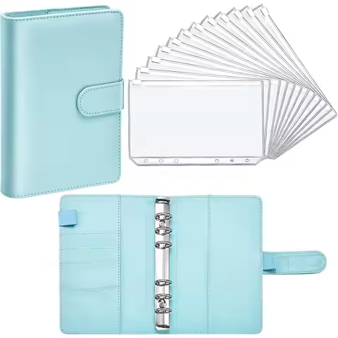 A6 Binder Budget PU Leather Planner Pockets Expense Sheets Notebook Cash Envelope Organizer System C