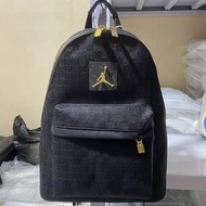 【現貨】Nike Jordan AJ23 皮質棋盤格後背包 黑金配色 全新帶吊牌