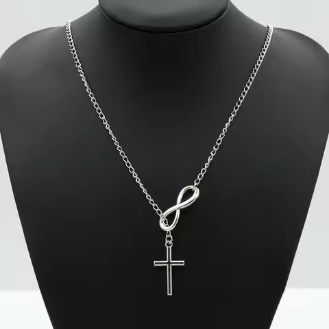 Hot Selling New Punk Minimalist Infinity Luck 8 Cross Leaf Pendants Necklaces For Women Jewelry Clav