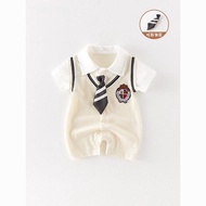 Newborn Baby Clothes Baby Boy Preppy Style Jumpsuit Thin Style Full Month Hundred Days Old Romper Tr