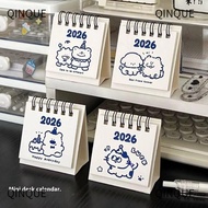 QINJUE 2026 Desk Calendar, Cartoon Mini Coil Calendar,  Portable Calendar Plan Book Desktop Ornament