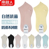 HY/8️⃣100%Cotton Socks Women's Socks Spring and Summer Thin Ankle Socks Low Cut Women's Socks Korean Style Solid Color L