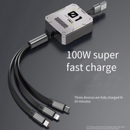 6A Super Fast Charging Cable Retractable 3 in 1 Charger Cable 100W Fast Charging Cable Micro Usb / Type-C Charger